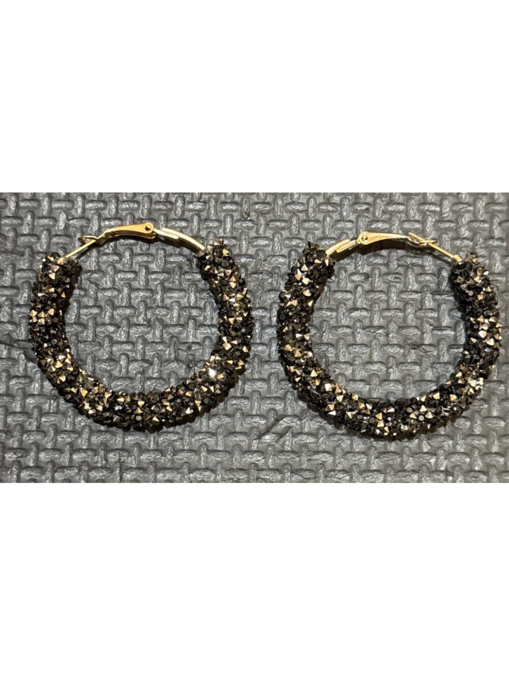 Sparkle Drusey Style Hoop Earrings Women's Fashion Jewelry | 1.75 Inch Drop